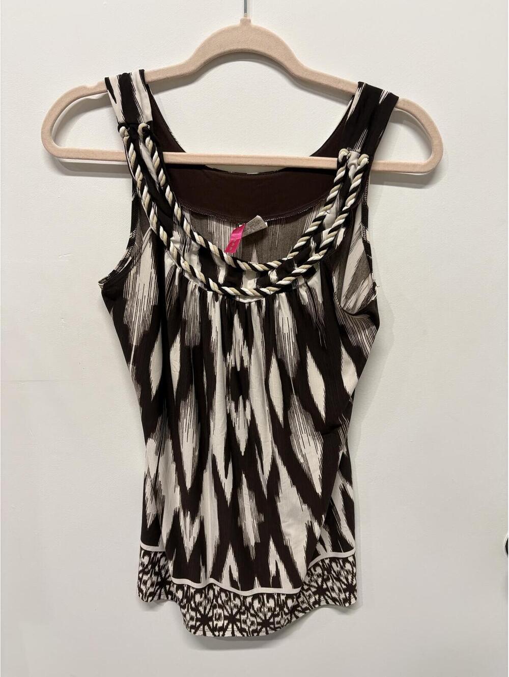 Heart Soul Women’s Medium Sleeveless Printed Tunic Top Braided Strap